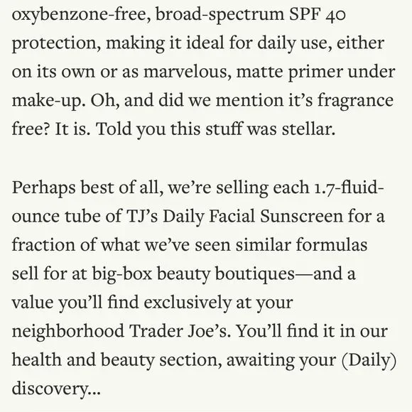 $12❤️🔥 LAST 1! Trader Joe’s Daily Facial Sunscreen SPF40 ☀️ NEW IN BOX Face - Picture 4 of 5